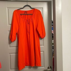 Anthropologie orange trapeze style dress